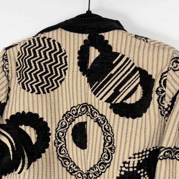 Vintage Womens Abstract Mixed Media Fine European Reversible Tapestry Jacket Med - Picture 6 of 11